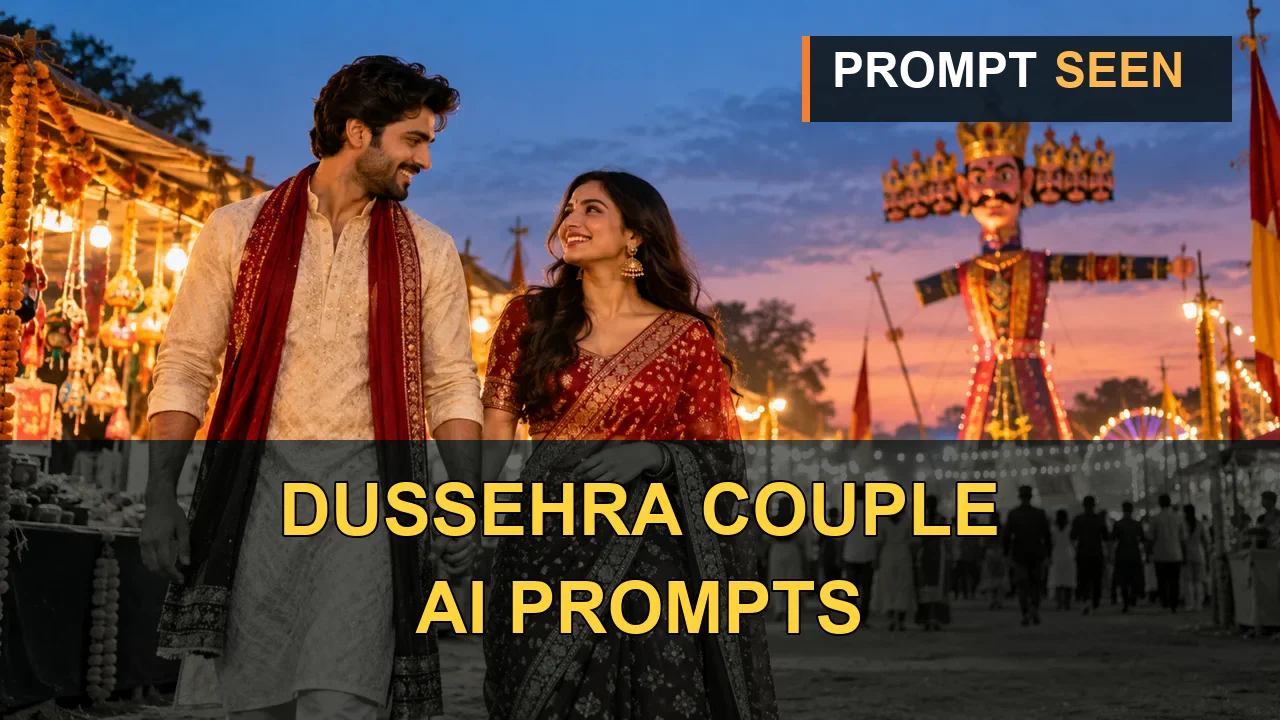 Couple walking through a Dussehra fair