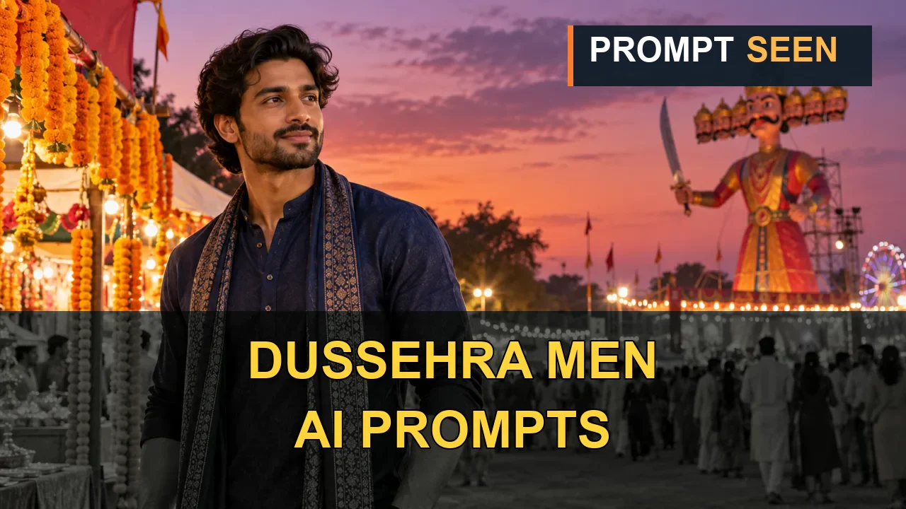 Man at a Dussehra fair at dusk