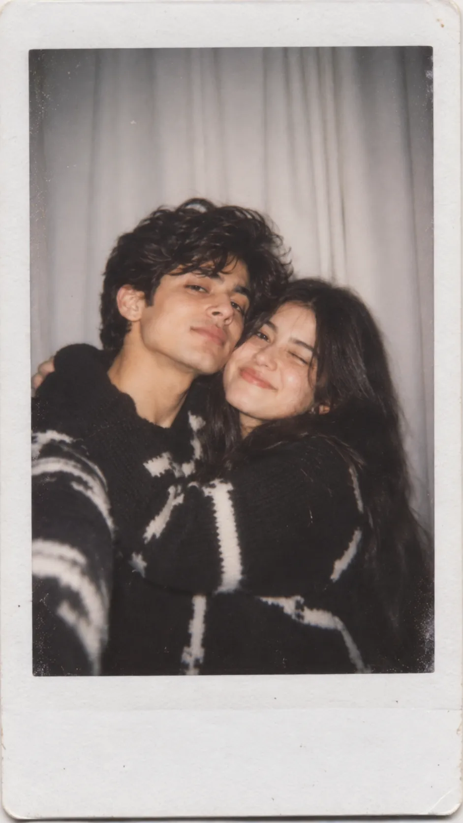 Polaroid-style couple portrait