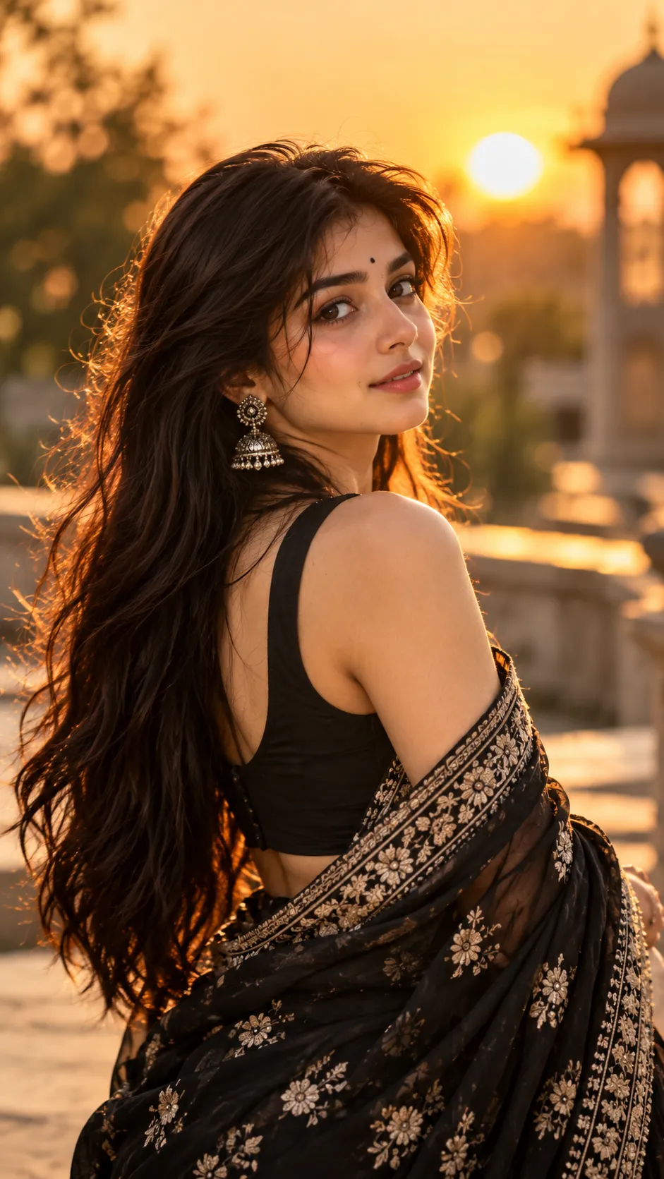 Woman in warm golden-hour sunlight